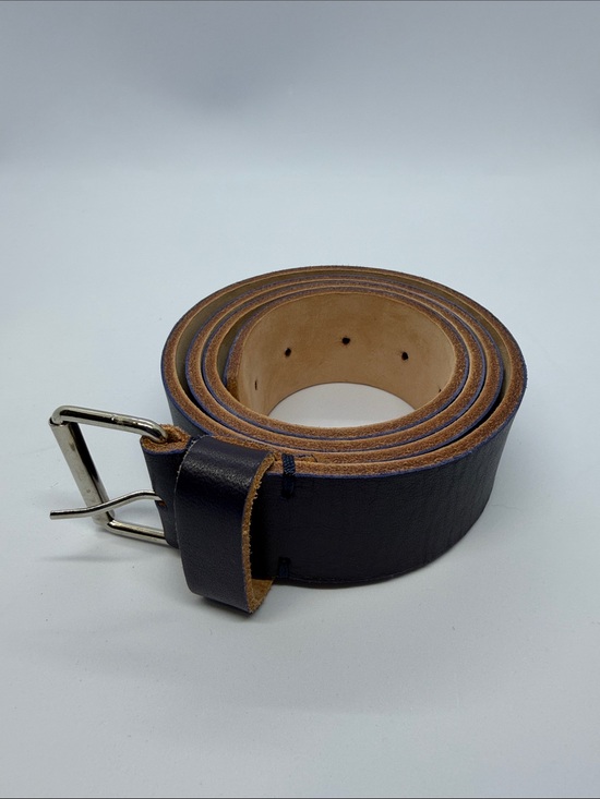 Vera Pelle Other - Vera Pelle Navy Leather Belt with Silver Buckle and Natural Lining